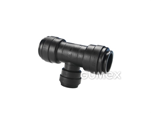 Redukční spojka JOHN GUEST, pro vnější průměr trubek 18-15-18mm, o-kroužek NBR, acetal kopolymer, černá